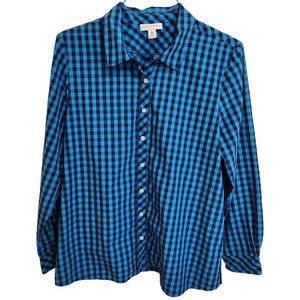 Appleseed's Women's Straight hem Checked Shirt in Blue & Turquoise Size 16